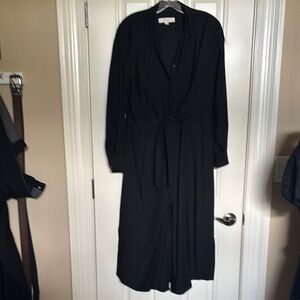 LOFT Black Wrap Dress with Bishop Sleeves